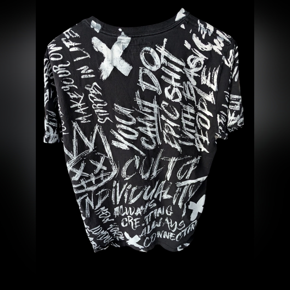 Cult of Individuality Black Tee with White Graffiti Script - Picture 2 of 4